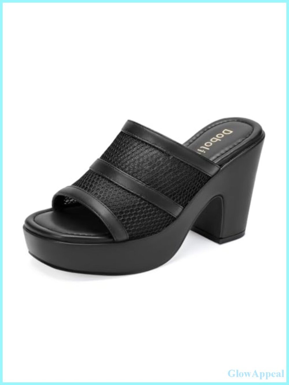 DOBOLIN Open Toe Platform Wedge Mesh Mule Sandals 4in Heel SZ